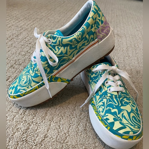 Vans Era Stacked Platform Teal Yellow Purple Low Sneakers Size 6 - Picture 3 of 12